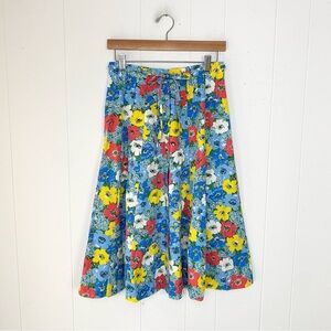 VTG 70s Peter Popovitch Floral skirt Size S 27” Waist Button A Line Tie Waist